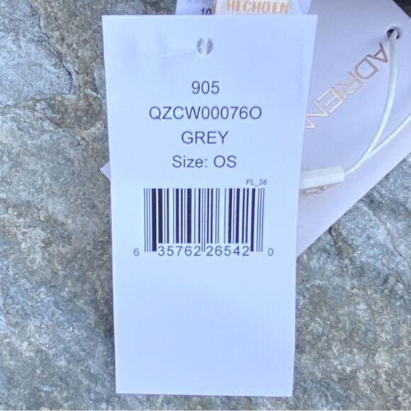 NWT New Adrienne Landau Gray Pearl Trim Faux Fur Pom-Pom Knit Beanie Hat OS - Picture 8 of 9